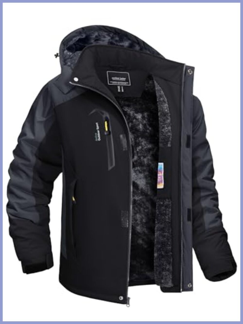 Men's Winter Ski Jacket Waterproof Warm Fleece Lined Snow Coat with Hood